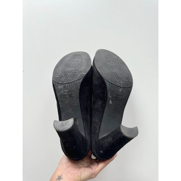 STUART WEITZMAN Catch Black Suede Block Heel Ankle Tie Booties Boots, Size 40.5 - Picture 12 of 15